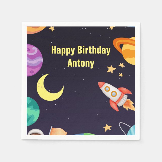 Planeten im Weltraum Blau Serviette (Vorderseite)