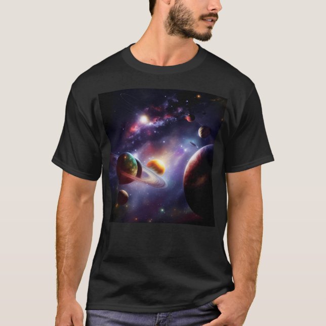 Planeten im Weltraum T-Shirt (Vorderseite)