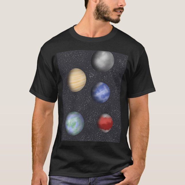 Planeten im Weltraum T-Shirt (Vorderseite)