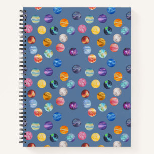 Planeten in Aquarellfarben zeichnend Muster - blau Notizbuch