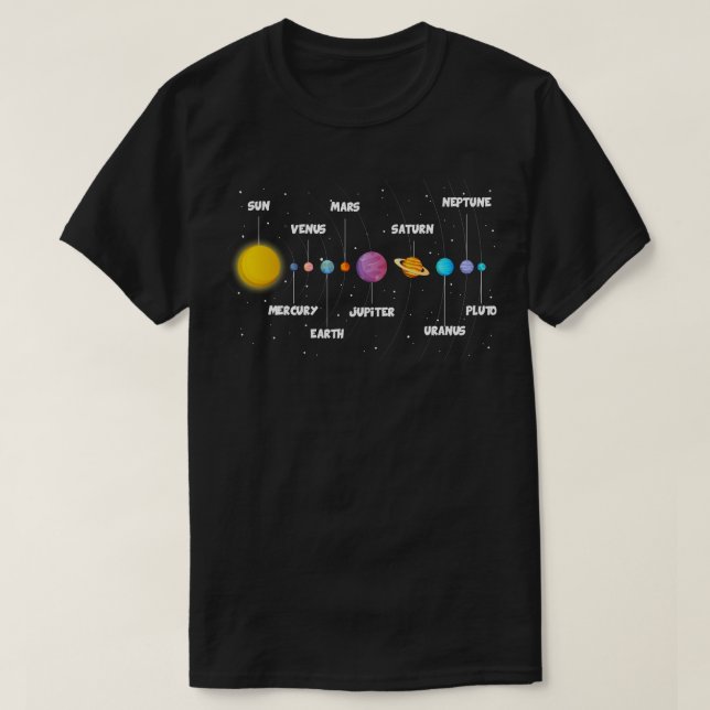 Planeten mit Namen T-Shirt (Design vorne)