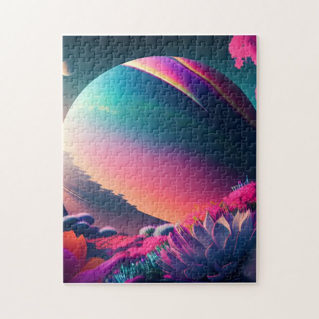 Planeten umgeben von Blume Puzzle (Vertikal)