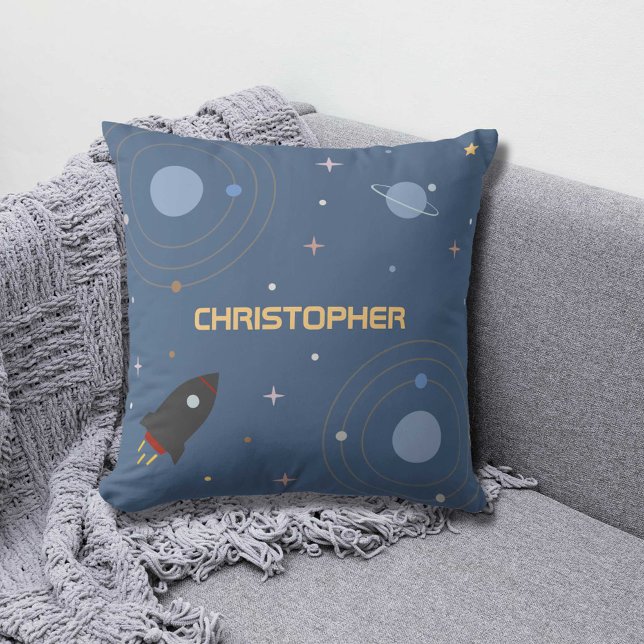 Planeten und Raketen, Weltraumkissen Kissen (Planets & Rocket, Outer Space Pillow)
