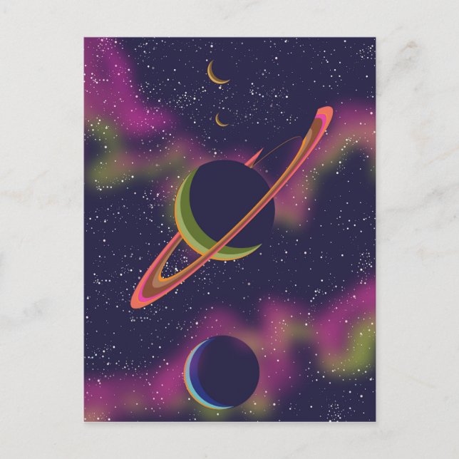 Planeten und Sterne Postkarte (Vorderseite)