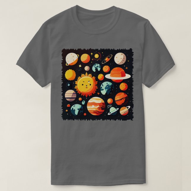 Planeten und Sterne T-Shirt (Design vorne)