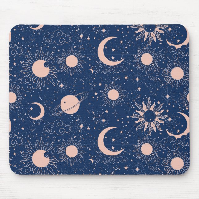 Planeten- und Sternmuster Mousepad (Vorne)
