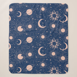 Planeten- und Sternmuster Sherpadecke