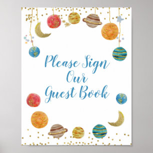 Planeten Weltraum Baby Bitte unterschreiben Sie un Poster