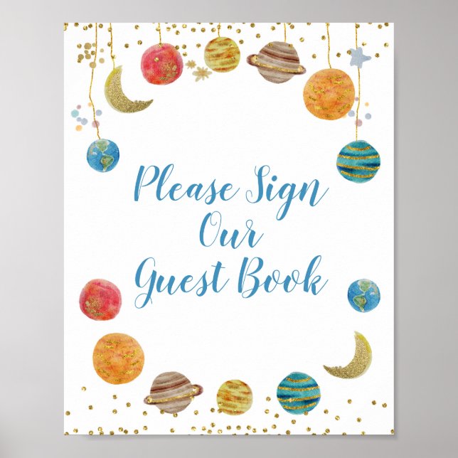 Planeten Weltraum Baby Bitte unterschreiben Sie un Poster (Vorne)