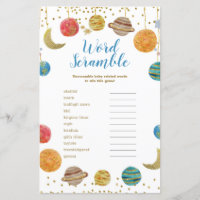 Planeten Weltraum Kinderdusche Word Scramble
