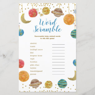 Planeten Weltraum Kinderdusche Word Scramble