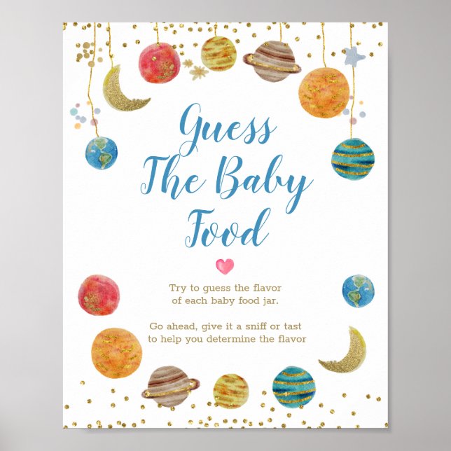 Planeten Weltraumgalaxie Raten Sie das Baby Food Poster (Vorne)