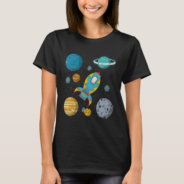 Planeten Wissenschaft Weltraumrakete Kosmonaut Kin T-Shirt (Vorderseite)