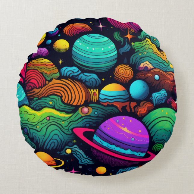 Planetenhintergrund Rundes Kissen (Vorderseite)