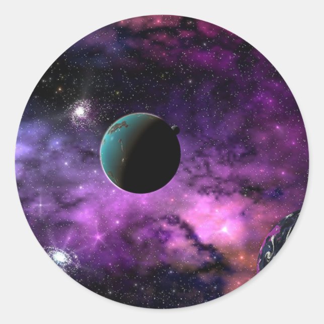 Planetenraum Runder Aufkleber (Vorderseite)