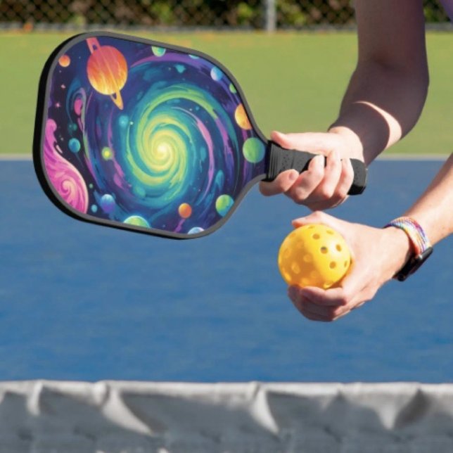 Planetenspin Pickleball Schläger (Space Pickleball Paddle – hand wrapped grip honeycomb core. 15.75” x 7.75” 8 oz weight. 
)