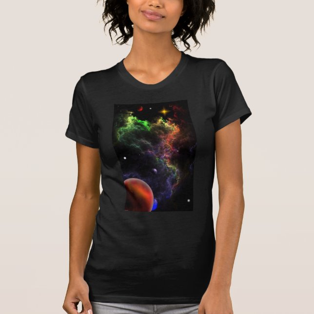 Planetoiden im Nebula Cluster Weltraumkunst T-Shirt (Vorderseite)