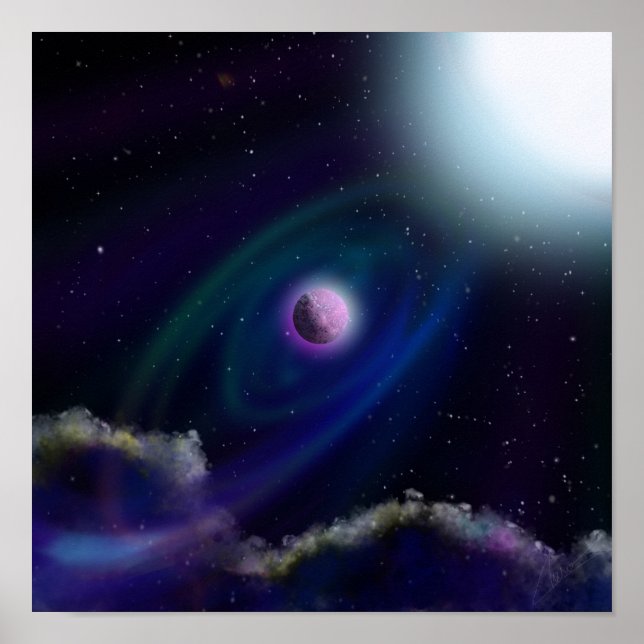 Planets in Space Digital Painting Poster (Vorne)