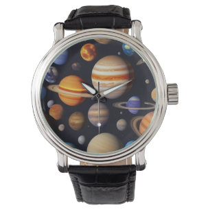 Planets Pattern Armbanduhr