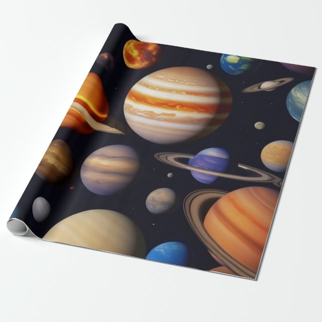 Planets Pattern Geschenkpapier (Ungerollt)
