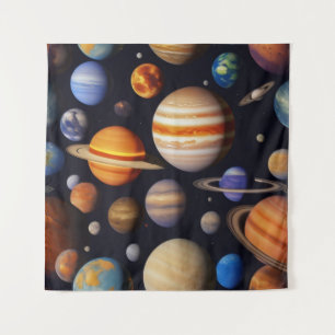 Planets Pattern Wandteppich