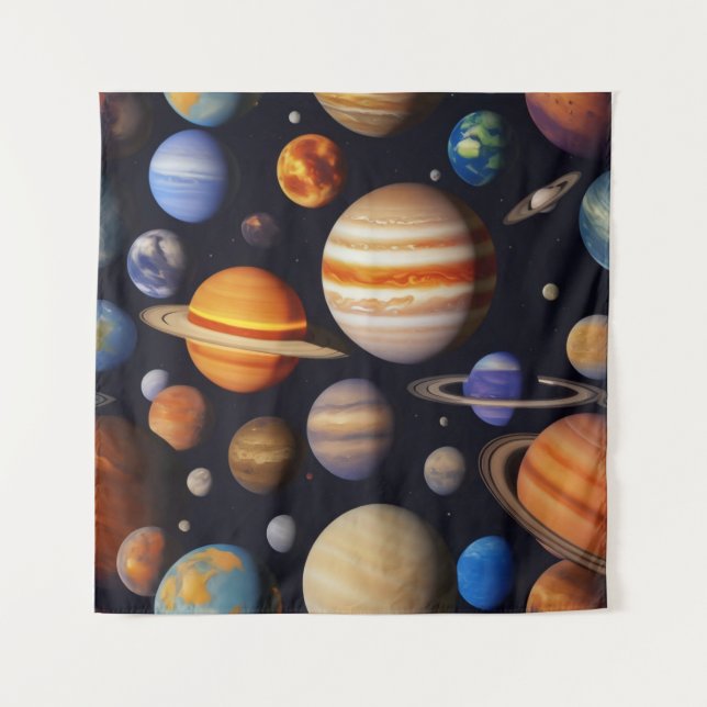 Planets Pattern Wandteppich (Vorderseite)