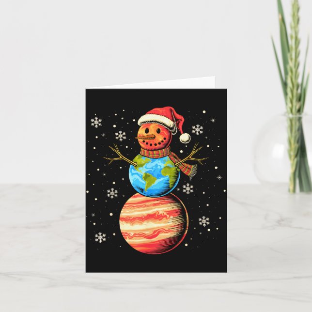 Planets Snowman Space Funny Christmas Astronomy Fo Karte (Vorderseite)