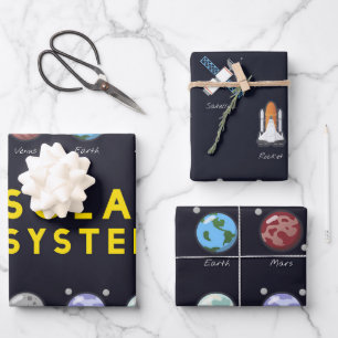 Planets Solar System Astronaut Graphic 3-Piece Geschenkpapier Set