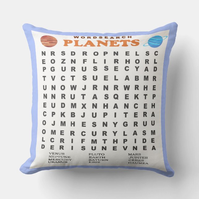 Planets Word Search Kissen (Vorderseite)