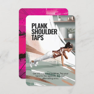 Plank Shoulder Stecht Fitness Card mit rosa Backin Save The Date