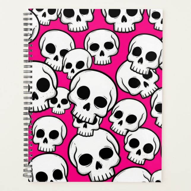 Planner mit rosa Totenkopf-Muster Planer (Vorderseite)