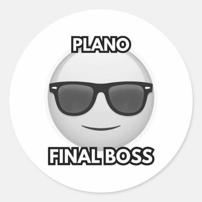 Plano Final Boss Cool Face Emoji Runder Aufkleber (Vorderseite)