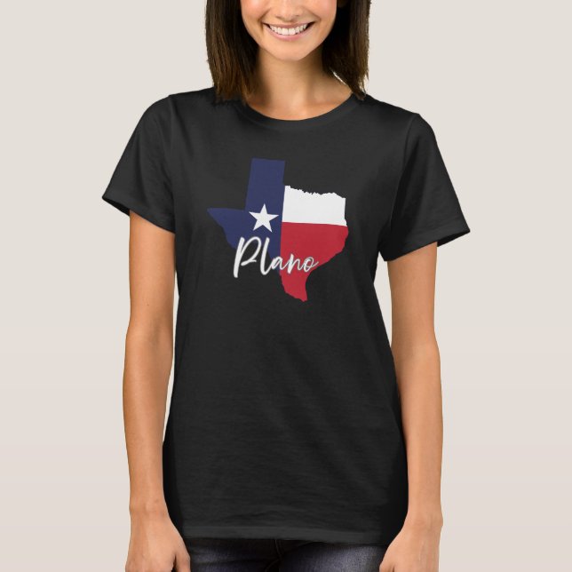 Plano, Texas Flag Karte Frauen schwarz T-Shirt (Vorderseite)