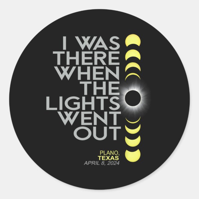 Plano Texas Total Solar Eclipse 2024 Runder Aufkleber (Vorderseite)