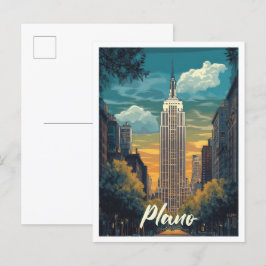 Plano Texas USA Art Vintage Travel Illustration Postkarte