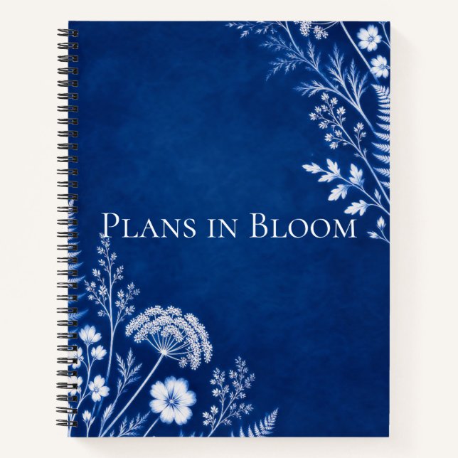 Plans in Bloom Blaue Botanische Notizbuch (Vorderseite)