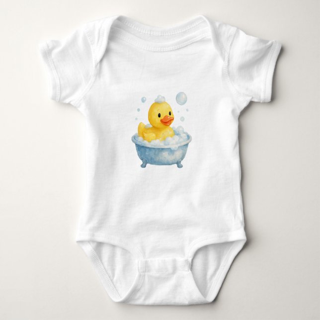 Plansch Enten-Badewanne Baby Strampler (Vorderseite)