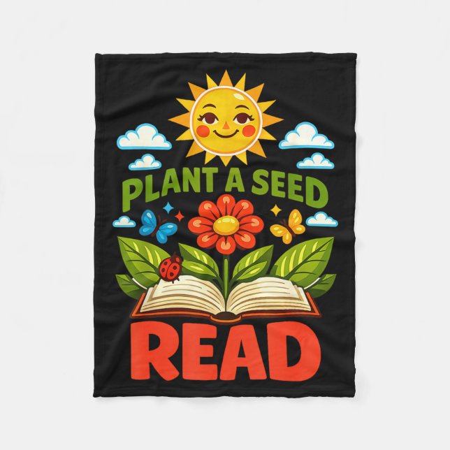 Plant a seed read reader book library funny mom fleecedecke (Vorderseite)