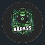 Plant Based Bad Fitness Gorilla Bodybuilding Beast Runder Aufkleber<br><div class="desc">Plant Based Bad Fitness Gorilla Bodybuilding Beast</div>