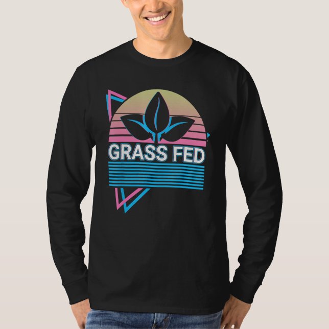 Plant Based Diet Vegan Veganism Retro Grass Fed T-Shirt (Vorderseite)