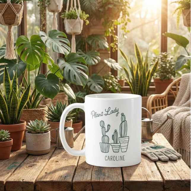 Plant Lady Cactus Succulent Gardening Lover Name Kaffeetasse (Von Creator hochgeladen)
