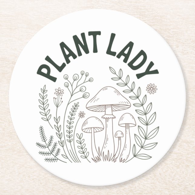 Plant lady runder pappuntersetzer (Vorderseite)