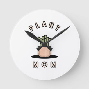 Plant Mom Runde Wanduhr