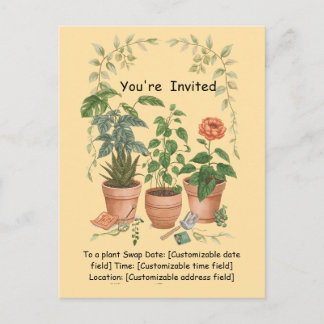 Plant Swap Invitation Earth Day Event Card Feiertagspostkarte