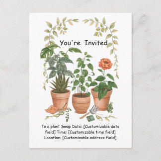 Plant Swap Invitation Earth Day Event Card Feiertagspostkarte