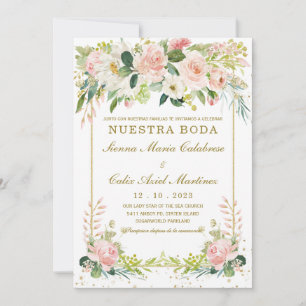 Plantilla de Boda Rosa y Einladung