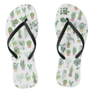 Plantita House Pflanze und Pots Muster Flip Flops