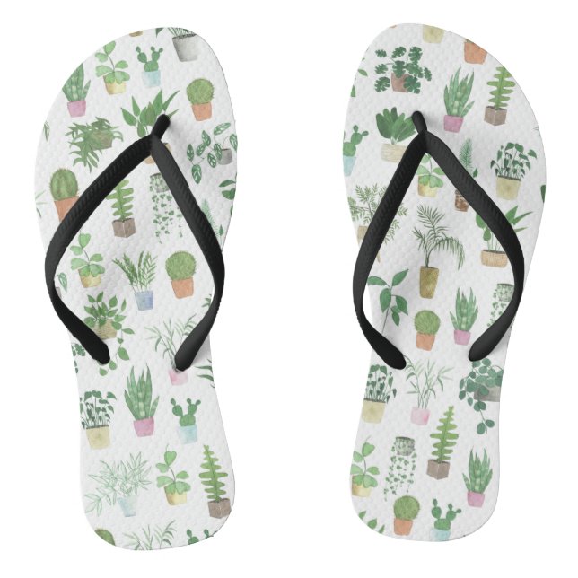 Plantita House Pflanze und Pots Muster Flip Flops (Fußbett)