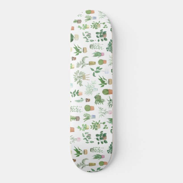 Plantita House Pflanze und Pots Muster Skateboard (Vorderseite)