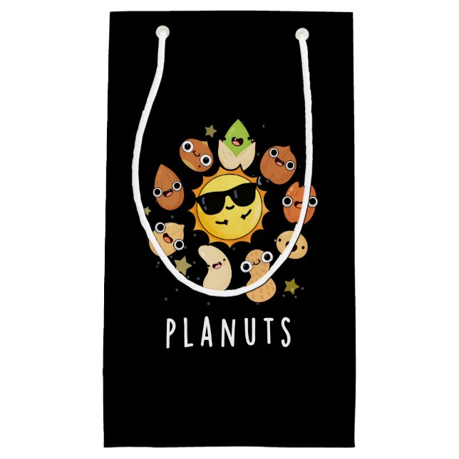 Planuts Funny Astronomy Nuts Pun Dark BG Kleine Geschenktüte (Vorderseite)